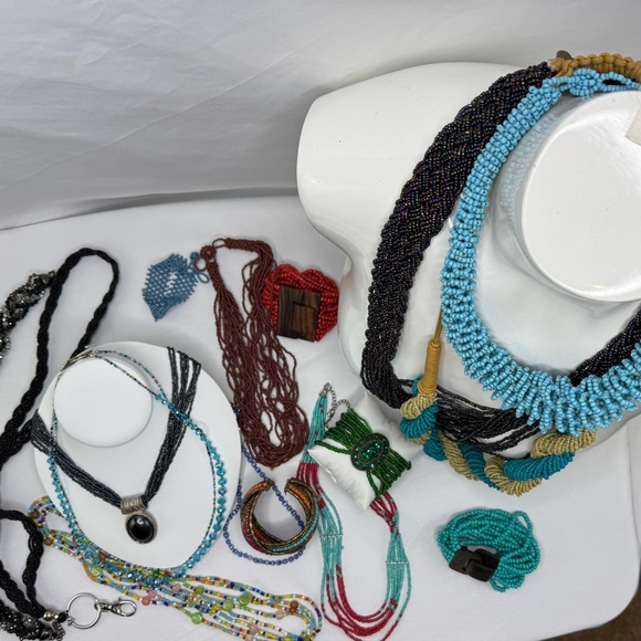 Massive Lot Bundle Multicolor Seedbead Beaded Necklace and Bracelet Collection - Picture 3 of 15